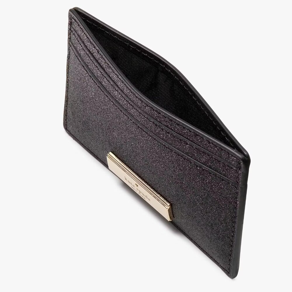 12/10 *GIVEAWAY* Kate Spade Black Glitter Card Holder - Picture 2 of 3